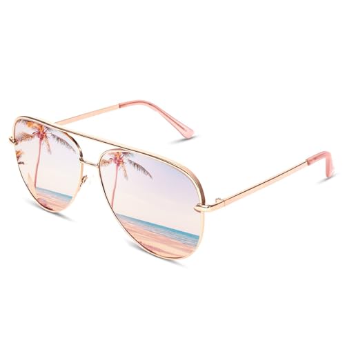 Dollger Polarized Oversized Aviator Sunglasses for Women Men Retro Trendy Lightweight Metal Frame UV Protection Sun Glasses