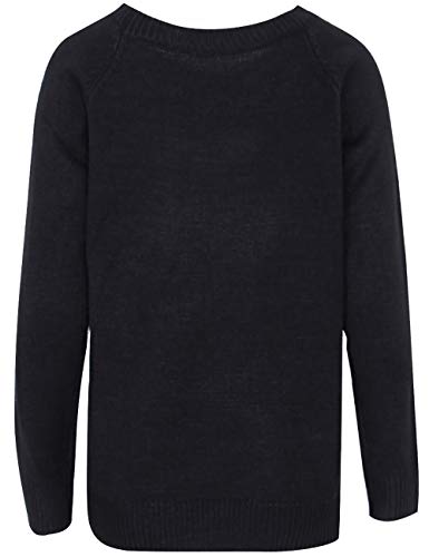 shermie Women's Pullover Sweaters Long Sleeve Crewneck Cute Heart Knitted Sweaters Black Medium