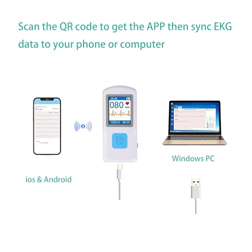 Portable EKG Monitor Heart Rate Monitor Stand-Alone with Storage Instant Result Bluetooth Compatible with Smartphone and PC No Subscription - Image 4