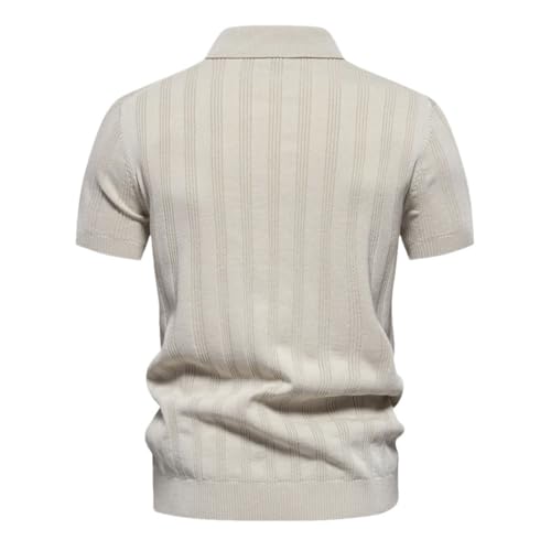 Men Summer Ribbed Knit Polos Shirt Breathable and Cool Polo Shirts Suitable for Business Office and Vacation Travel2