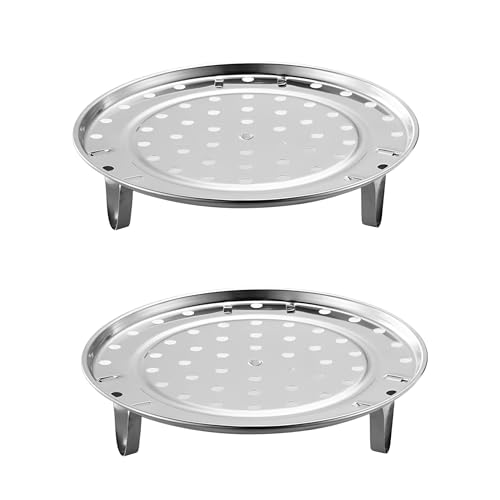 Image of Alark 2 PCS Stainless Steel Steamer Rack 7.67 Inch Round Detachable Steam Tray With 3 Removable Stand V Shaped Expandable Plate Pressure Cooker Kadai Compatible Vegetable Food & Bread Steaming Rack
