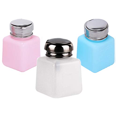 3 Pack 120ml Color Push Down Empty Bottle Dispenser for Makeup Remover Nail Polish