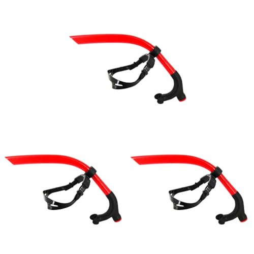 Pteanecay 3X Silicone Swimming Front Breathing Tube Diving Training Adults Snorkel Diving Tube Swimming Scuba Diving Equipment,Red