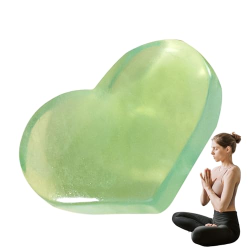 Florita Stones - Piedras de fluorita en forma de corazón de corazón, amatista, elimina la energía negativa, piedras de bolsillo de color verde