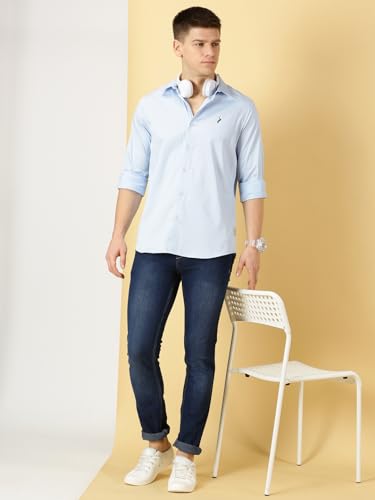 Image of Thomas Scott Men's | Solid | Full Sleeve | Slim Fit | Cotton Blend | Spread Collar | Casual Shirt