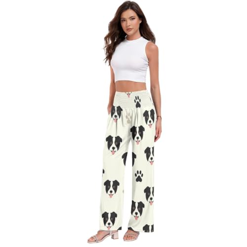 Pantalon de yoga léger contre la chaleur en Collie Paw Palazzos