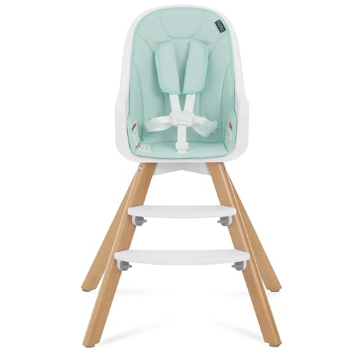 Image of Evolur Zoodle 2 in 1 Convertible Baby High Chair in Mint, Easy to Clean, Adjustable and Removable Tray, Compact and Portable High Chair, Foldable High Chair with Adjustable Footrest
