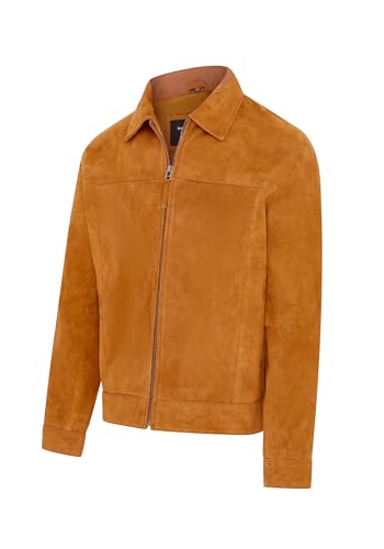Mens Classic 100% Genuine Goat Suede Leather Harrington Biker Jacket3