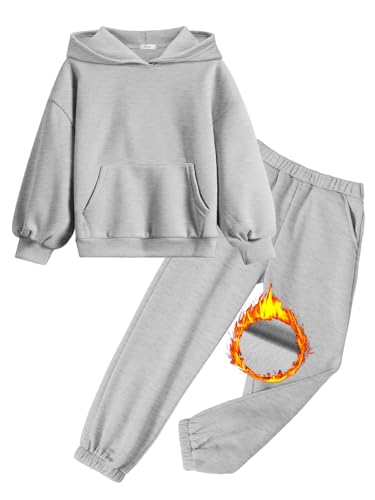 Image of Arshinet Girls 2 Piece Outfits Oversized Sweatshirt and Sweatpant Sweatsuit | Pullover Hoodie Crewneck Baggy Jogger Pants with Pockets Fall Winter Tracksuits Clothes