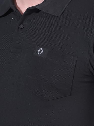 Image of Dollar Men's Pack of 1 Solid Cotton Blend Polo Neck T-Shirt