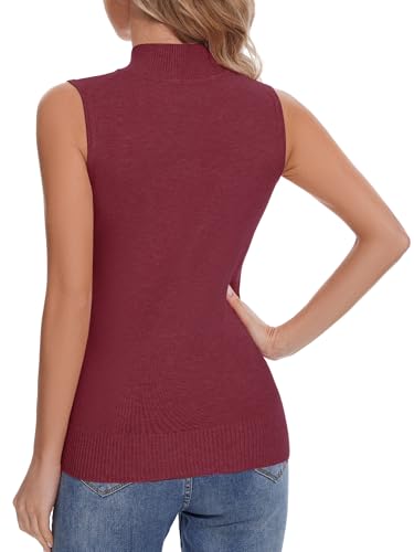 Image of Sleeveless Mock Neck Tops for Women Soft Slim Fit Knit Vest Tops