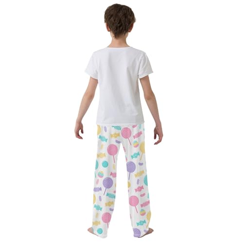 ZZXXB Candy Colorful Boys Long Pants Soft Trousers Elastic Waist Kids Lounge Bottoms with Pockets S-XL3