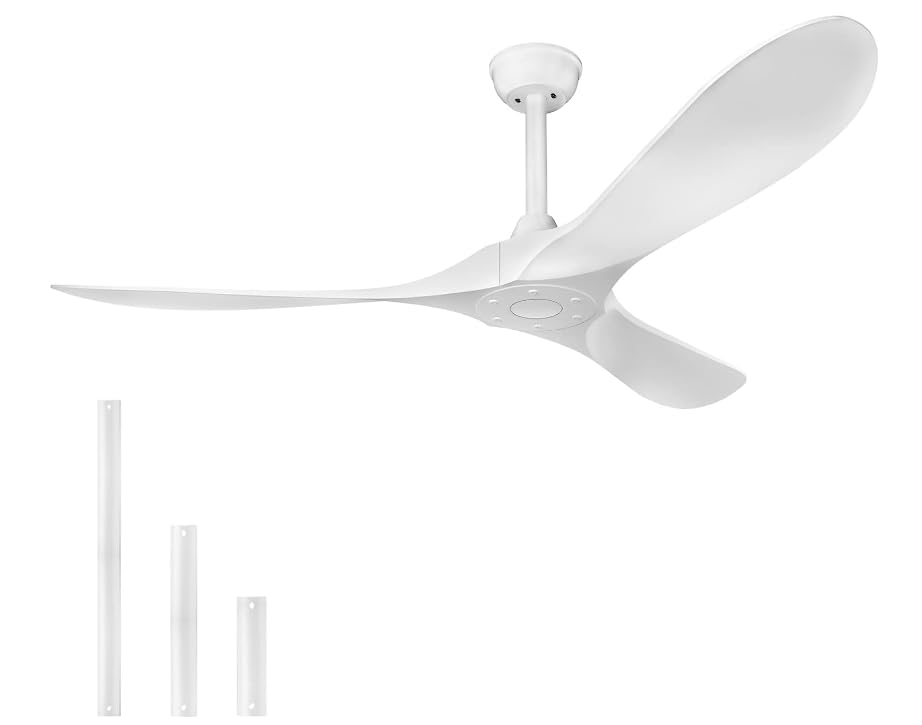 Ceiling Fan with Remote Outdoor Ceiling Fans for Patios Modern Ceiling Fan No Light,white,52-Inch Roof fan