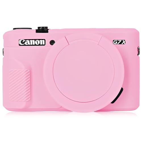 G7X2 Kameratasche, Easy Hood Kamera Hülle für Canon G7 X Mark II Digitalkamera Digitalkamera weiche Silikon Schutzhülle Kameragehäuse Skin Sleeve für Canon G7X II Kamera, Rosarrot