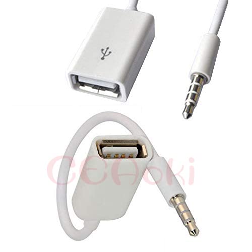 車用品 AUX 変換ケーブル コンバーターケーブル ホワイト 15cm 2点