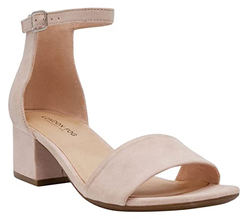 Image of LONDON FOG Women's Nikki Low Two Piece Block Heel Dress Shoe Ladies Ankle Strap Pump Sandal