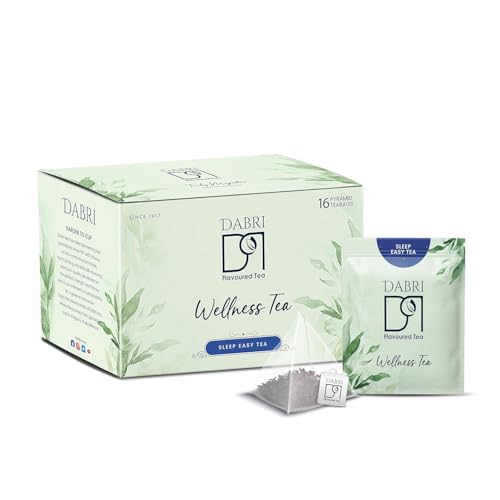 Image of Dabri Sleep Easy Wellness Tea 32 Pyramid Dip Tea Bags|Pack of 2 x 16 Bags Each|Pure Herbal Blend with Natural Taste|Antioxidant-Rich|Cognitive support|Detoxifies body|Releases anxiety
