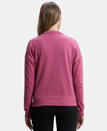 Image of Jockey A111 Women Super Combed Cotton French Terry Drop Shoulder Styled Jacket with Ribbed Cuff and Hem