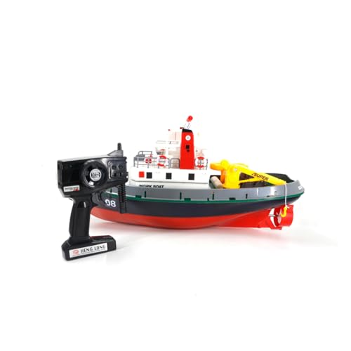 1:18 Scale RC Rescue Boat – American Fireboat Model with Water Spray Function, Electric Remote Control Boat Summer Toy for Adult (3810)
