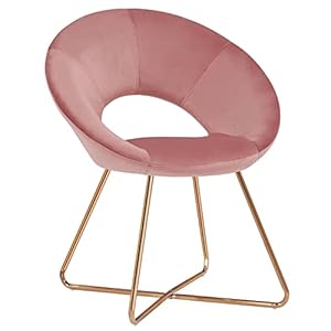 Duhome Modern Accent Velvet Chairs Dining Chairs Single Sofa Comfy Upholstered Arm Chair Living Room Furniture Mid-Century Leisure Lounge Chairs with Golden Metal Frame Legs 1 PCS Pink