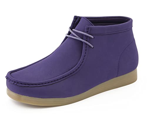 Amali Jason2 Chukka Boots for Men - Men's High-Top Casual Boots Manmade Suede Desert Chukka Boots - Casual Boots Lace Up Crepe Rubber Sole - Mens Desert Chukka Boots - Purple Size 13