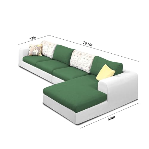 Image of Koza RHS 6 Seater L Shape Sofa Set for Living Room (Green Grey Fabric) Premium Fabric Sofa