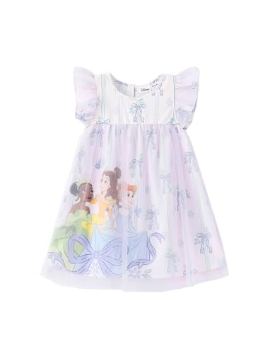 Image of Disney Frozen Elsa Princess Cinderella Ariel Jasmine Rapunzel Baby/Toddler Dress Ruffle Long Sleeve Tulle Dress, Princess Purple, 3 Years