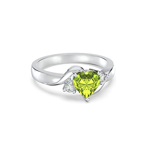 Shusukue August Birthstone Ring 925 Sterling Silver Peridot Ring Heart Yellow Crystal Ring Birthday Anniversary Mother's Day Jewelry Gifts For Women Girls Size 7 #TOP1