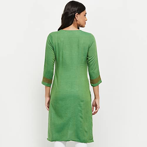 Image of Max Women Striped V-Neck Straight Kurta