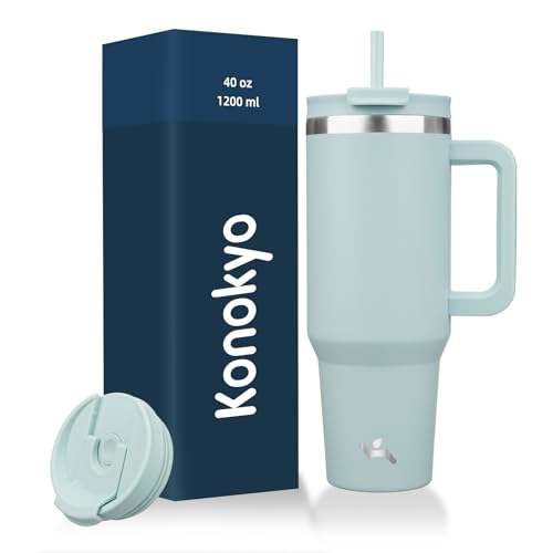 Image of Konokyo 40 oz Insulated Tumbler Water Bottle with Handle, Straw Lid
