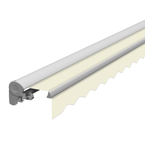 Eclipse Kassettenmarkise Halbkassette Gelenkarm Sonnenschutz Markise Sonnenmarkise Balkonmarkise manuell Standard' 3,5x3m Stoff 280g/m² Polyester (PE) UV-Schutz 50+, Markisentuchfarbe:Beige