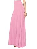 Lock and Love LL WB1434 Womens Solid Maxi Skirt with Elastic Waist Band XL Pink