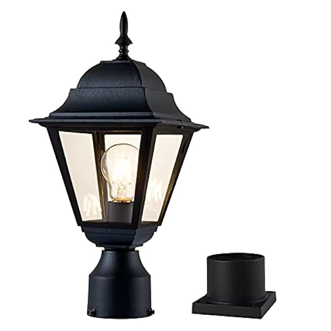 Outdoor Post Light Lamp Post Light Fixture Post Lantern Matte Black 16.5in
