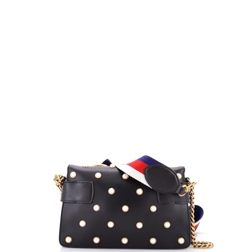 Pre-Loved Broadway Pearly Bee Shoulder Bag Embellished Leather Mini, Black3