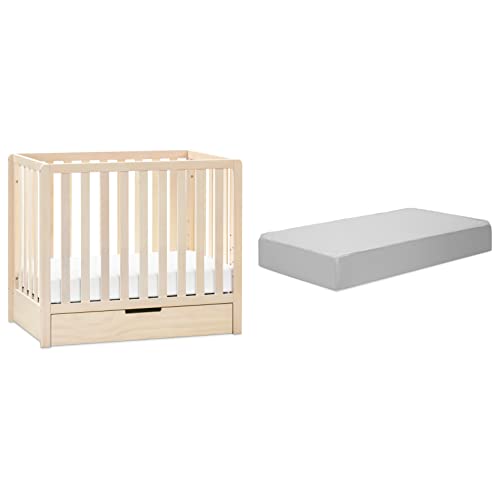 Image of Carter's by DaVinci Colby 4-in-1 Convertible Mini Crib with Trundle in Washed Natural with Complete Slumber Mini Crib Mattress