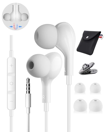 Auriculares con Cable y Microfono, Intraurales Auriculares Jack 3.5, Cascos con Cable Magnéticos Alta Definición,Cascos Estéreo Hi-Fi para Samsung iPhone Huawei Xiaomi,PC,Tabletas,Mp3,Auto AUX