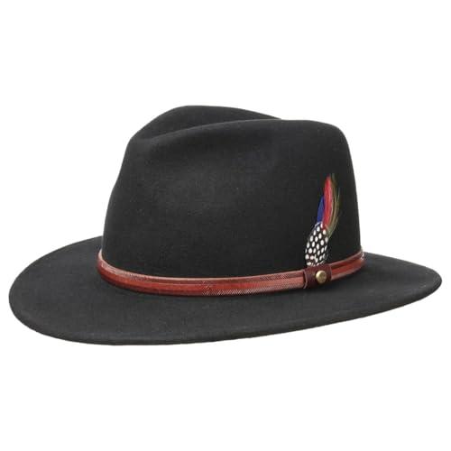 Stetson Rantoul Traveller Hut Outdoor Wollfilz Asahi Guard Damen Herren Sommer Winter schwarz M (56-57 cm)