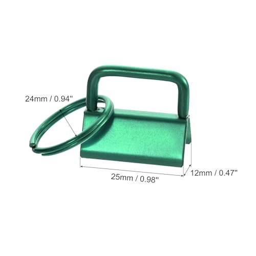 uxcell 20Pcs 25mm/ 1-inch Key Fob Hardware with Keychain Ring for Bag Webbing Wristlets Lanyards, Green - Image 2