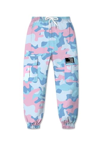 Image of SANGTREE Cute Clothes for Teen Girls, Long Sleeve Crop Tops Tee Shirts + Sky Blue Cargo Jogger Pants with Multi Pockets Elastic Waist,4-5T = Tag 120
