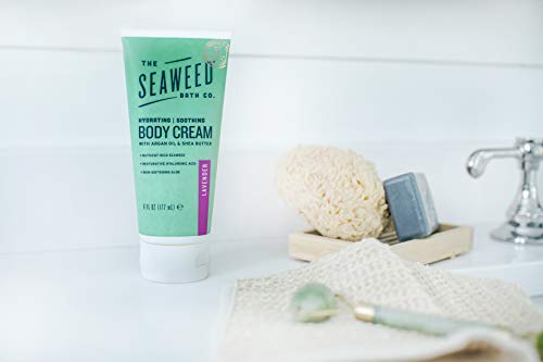The-Seaweed-Bath-Co-Body-Cream-Lavender-Ivory-6-Ounce-800-060-BCLA Seaweed Bath Co. Hydrate Body Cream, Lavender Scent, 6 Ounce, Nourishing Hand & Body Lotion Moisturizer for Dry Skin, with Sustainably Harvested Seaweed, Kukui Oil, Hyaluronic Acid, Shea Butter