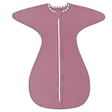 ZIGJOY Shark-Fin Transitional Swaddle for Newborn - 0.5 Tog Rayon Made from Bamboo Transition Swaddle Sleep Sack 3-6 Months Baby Arms Up Swaddle Blanket with 2-Way Zipper, Purple