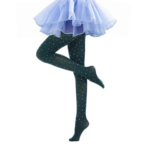 Image of LUCKELF Girls Glitter Tights, Soft Opaque Tights Sparkle Rhinestone Tights School Dress Dance Stockings