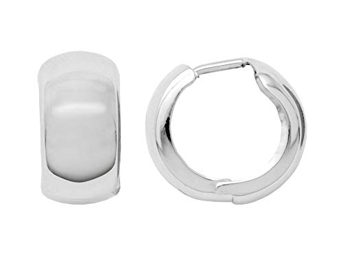 Image of 14k or 10k Gold Huggie Hoop Earrings, Polished Finish, Hinged Closure, 15mm Diameter, 8mm Wide
