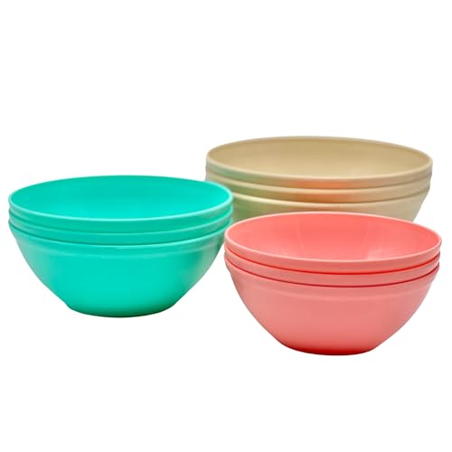 Image of Happy Cove Solid Serving Bowl Set | Durable, Microwave Safe, Dishwasher Safe and Fridge Safe, Lightweight Unbreakable Bowl Set | for Hot & Cold Serving (Set of 9, Multicolor)