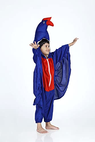 Image of BookMyCostume Peacock Blue Jumpsuit Indian National Bird Kids Fancy Dress Costume 4-5 years