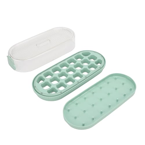 ANKROYU Bandeja de cubos de hielo con tapa y contenedor Gran capacidad Freezer Cube Cubes Maker para bebidas escalofriantes jugos y cócteles de plástico de plástico 21 (Verde)