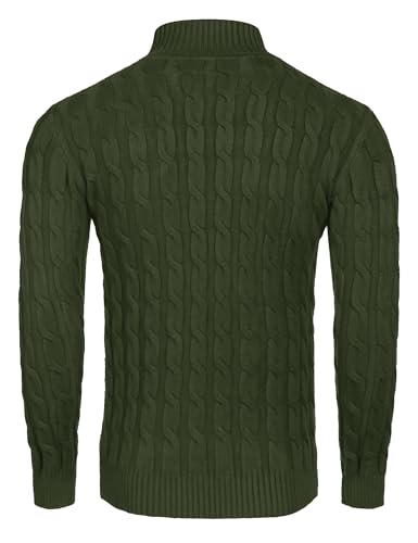 Image of COOFANDY Men's Slim Fit Turtleneck Sweater Casual Twisted Knitted Pullover | Turtleneck Design, Cable Knit Texture with Ultra Stretch, Slim Fit Thermal, Business Casual Office Wear, Fall Winter Clothing