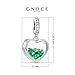 GNOCE Heart-shaped Birthstone Pendant Dangle Charm 925 Sterling Silver Charms Bead Jewelry Gift For Happy Birthday Women Mother's Day (May)