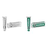 marvis dentifricio per fumatori con menta sbiancante, 85 ml & dentifricio strong mint, 85ml