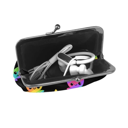 Pu Leather Buckle Coin Purse Cute Leaf Weeds Girls Kiss-Lock Change Purse Wallets4